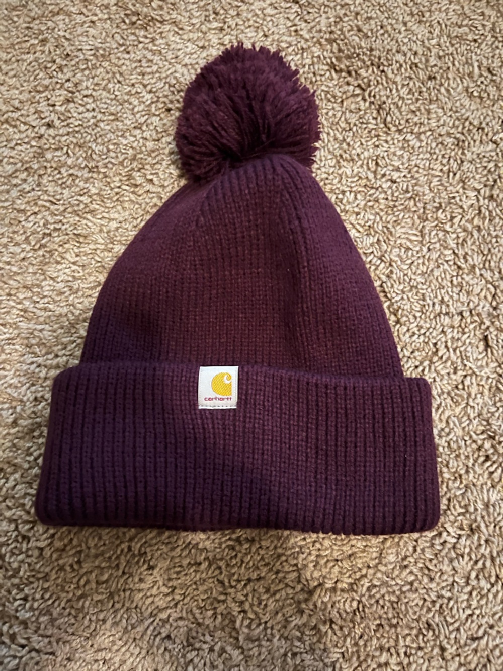 Carhartt plum pom Pom beanie